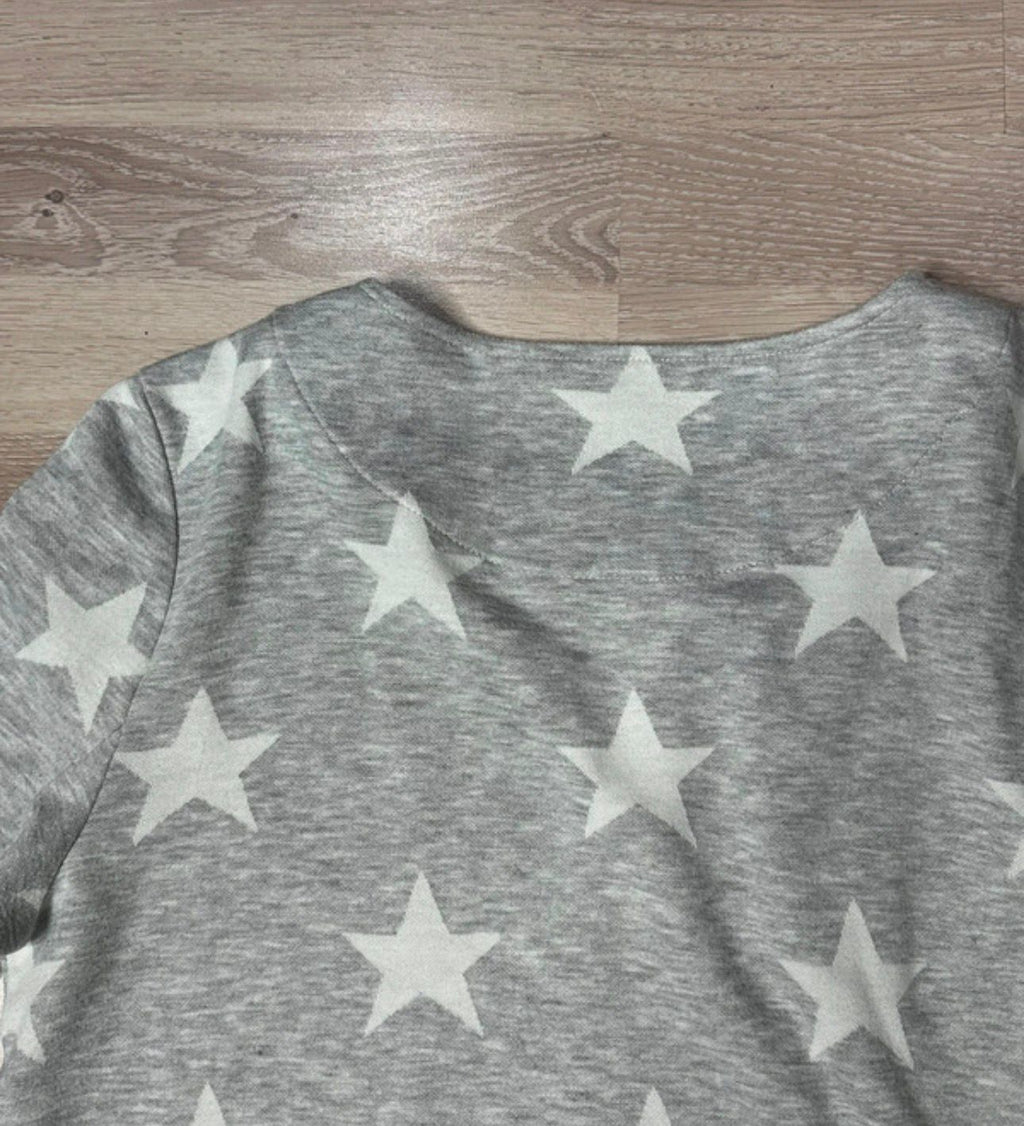 oversized langarm longsleeve jacke cardigan strickjacke stern star muster motiv herbst warm strick