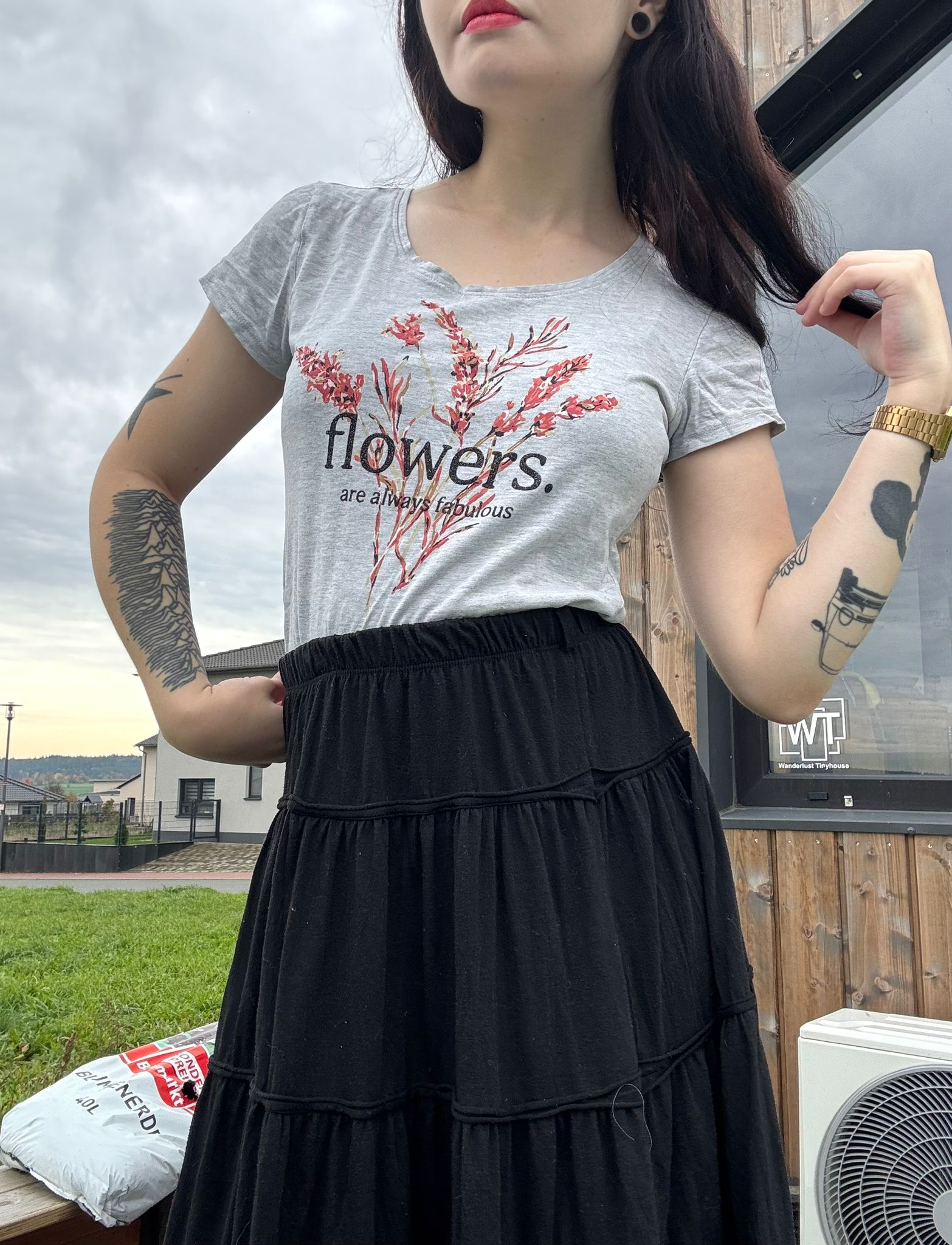 ever.me takko kurzarm shirt tshirt sommer tailliert flowers print druck basic sport muster