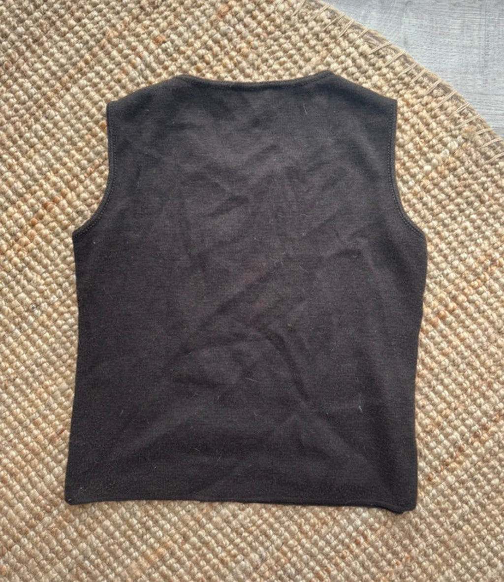 vintage y2k weste pollunder ärmellos warm winter kragenlos stretch cottage 90s