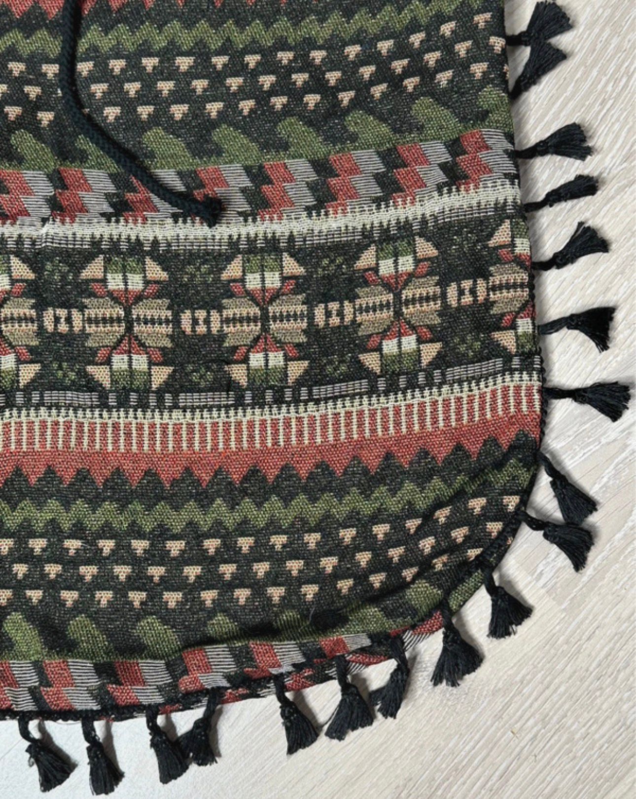 vintage retro handtasche beutel hand tasche bag muster geometrisch bommel azteke azteken