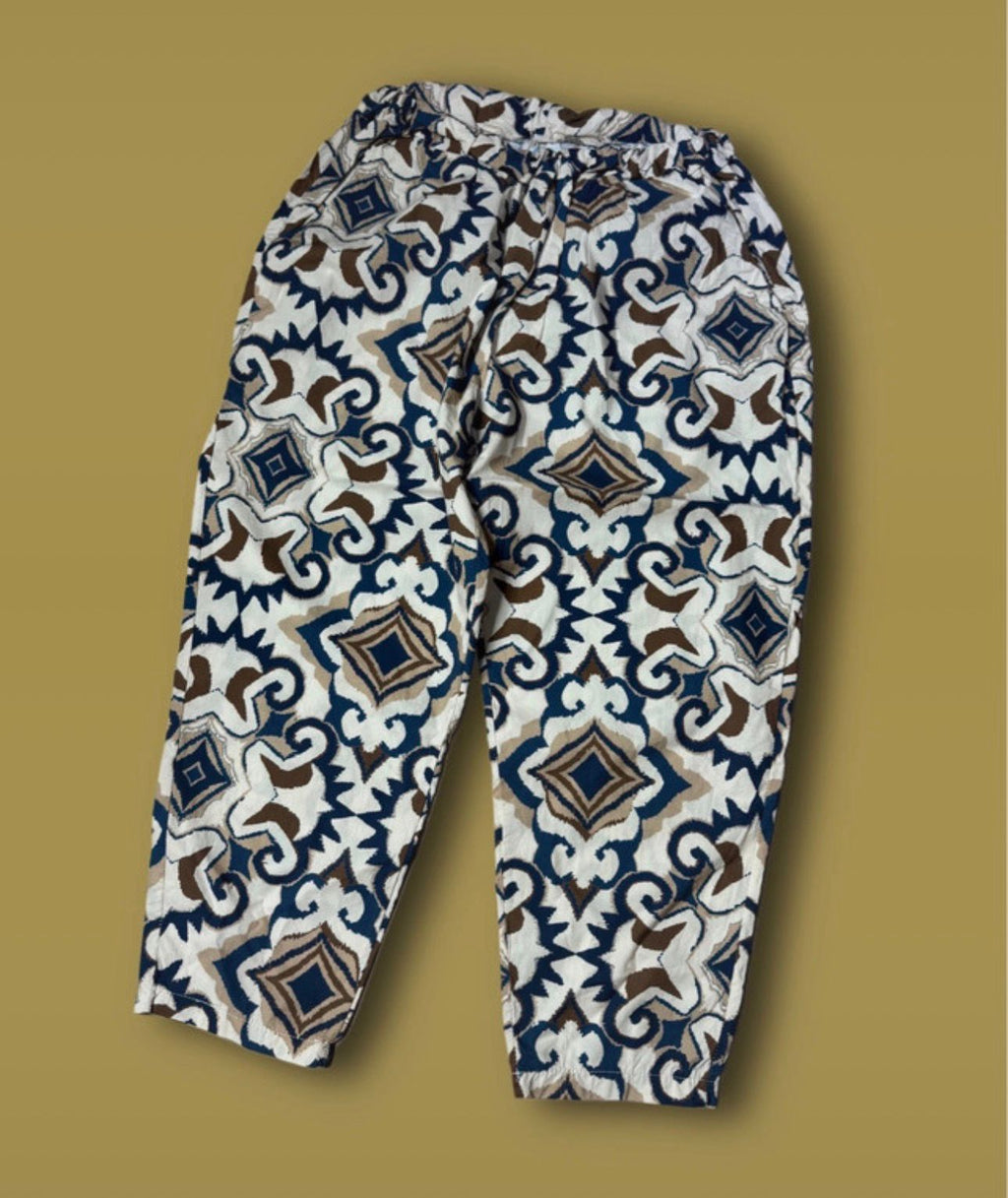 stretchy baggy pluder sommer hose luftig leicht muster print high waist pluderhose geometrisch