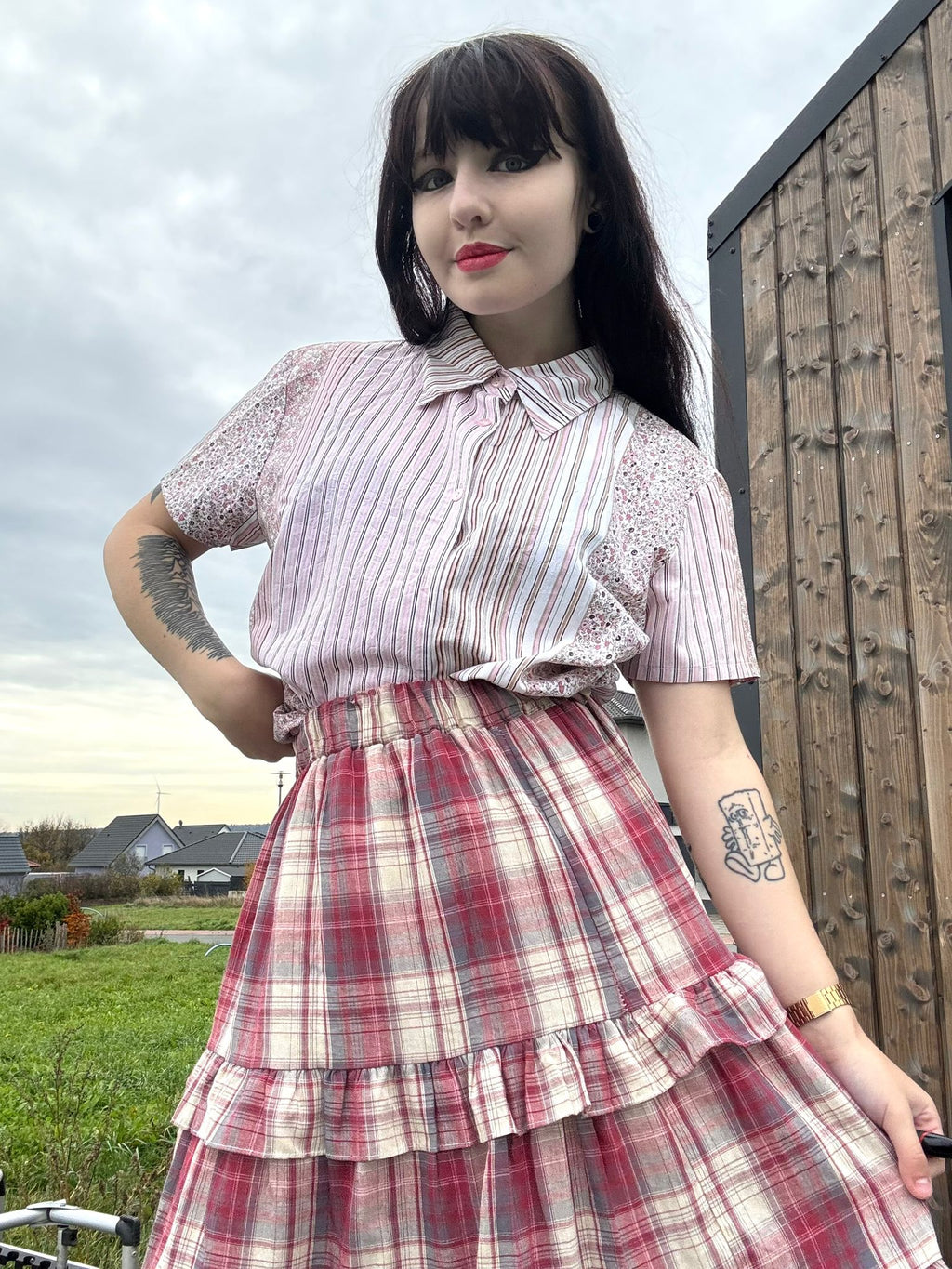 oversized kurzarm bluse hemd kragen floral striped streifen muster blumen sommer print