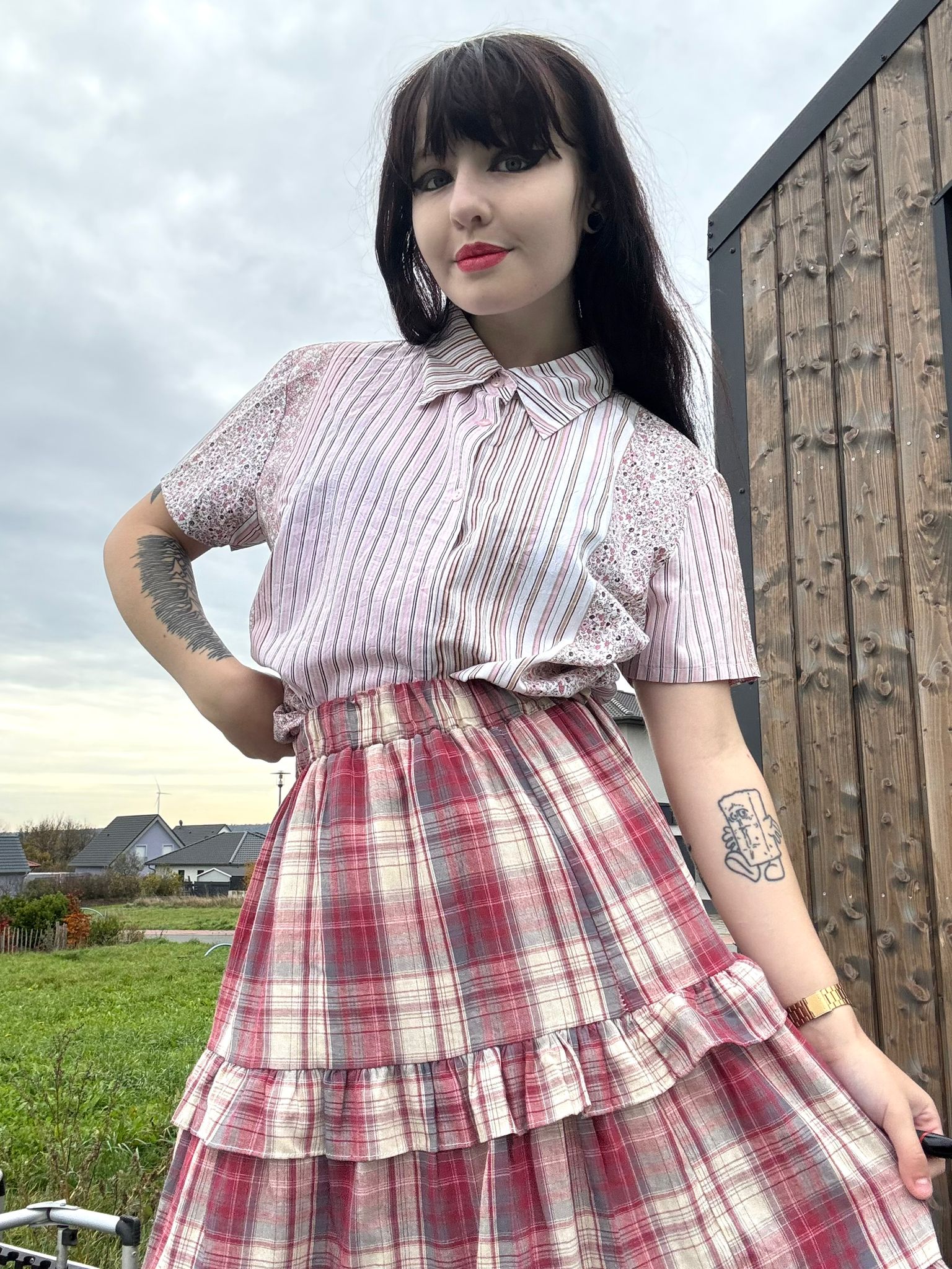 oversized kurzarm bluse hemd kragen floral striped streifen muster blumen sommer print