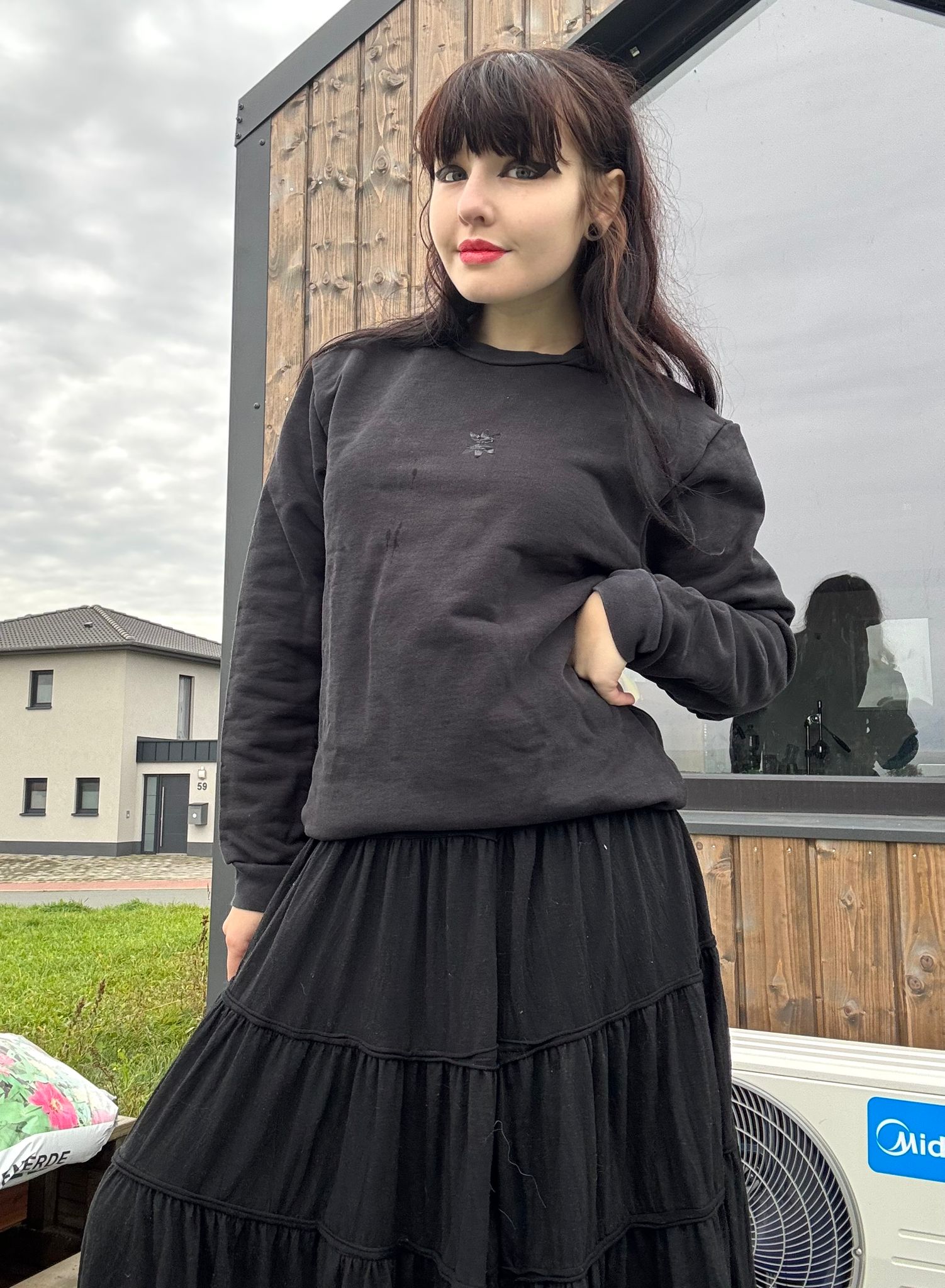 langarm longsleeve adidas sweater pulli pullover print druck logo warm winter baggy sport symbol