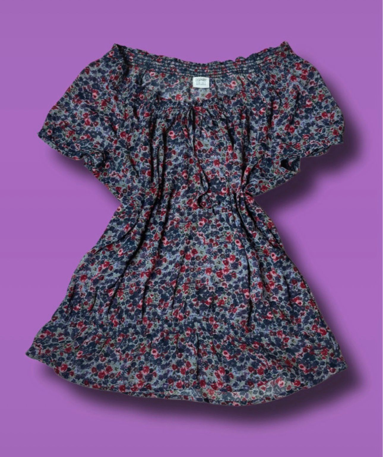 stretchy kurzarm tunika bluse shirt blumen motiv print sommer leicht durchsichtig floral rüsche