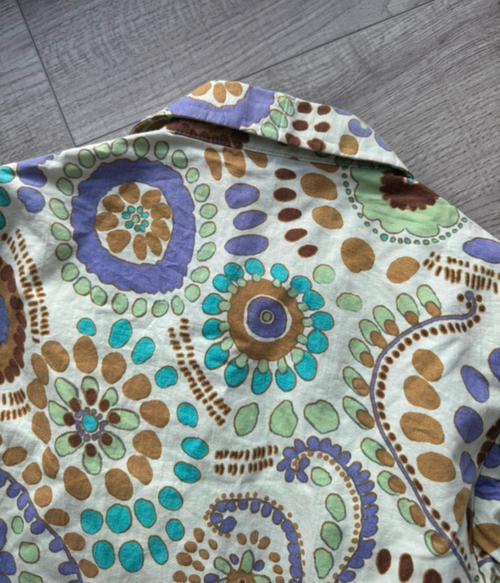 langarm longsleeve kragen jacke leicht retro print muster mantel geometrisch vintage 90s