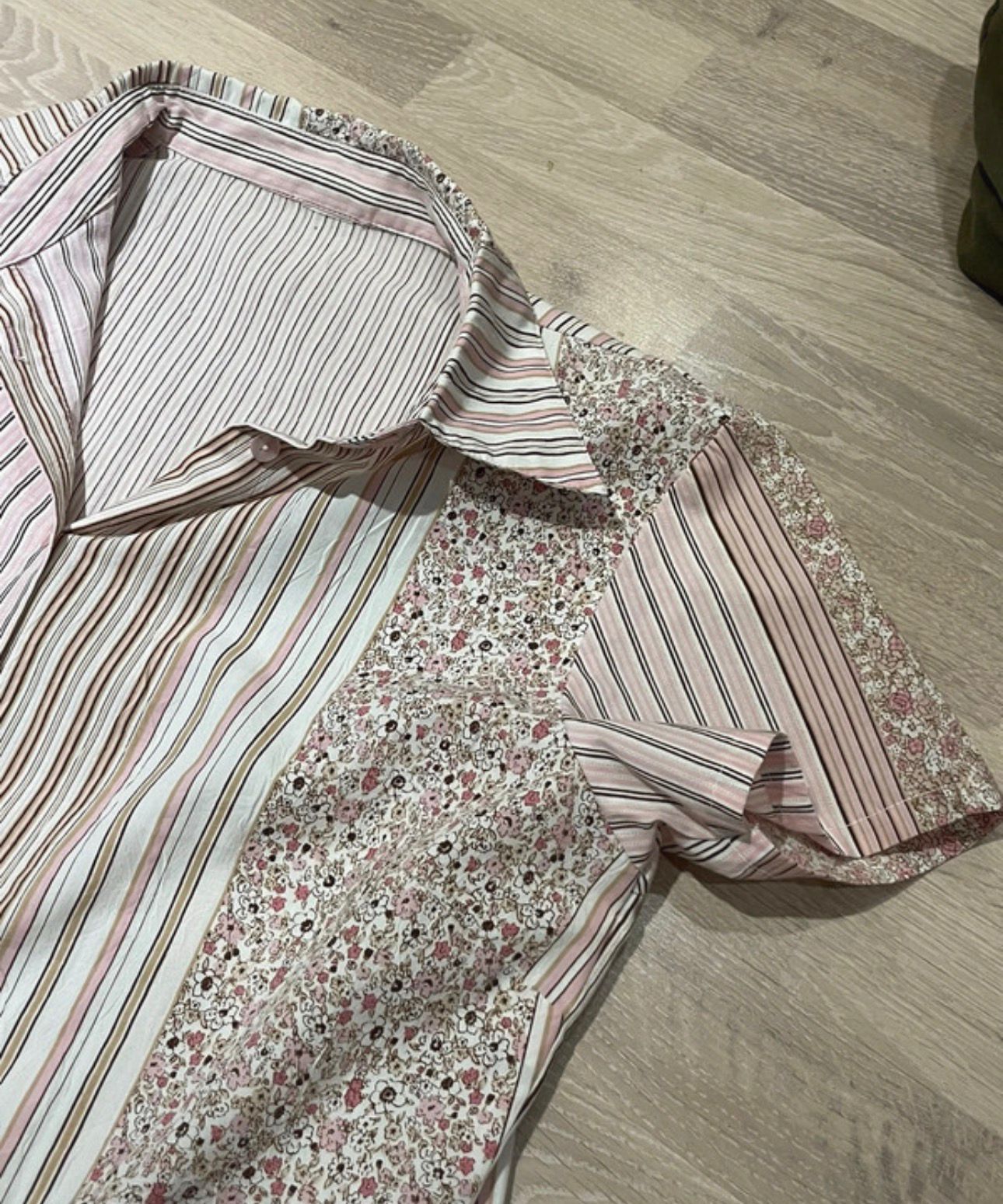 oversized kurzarm bluse hemd kragen floral striped streifen muster blumen sommer print