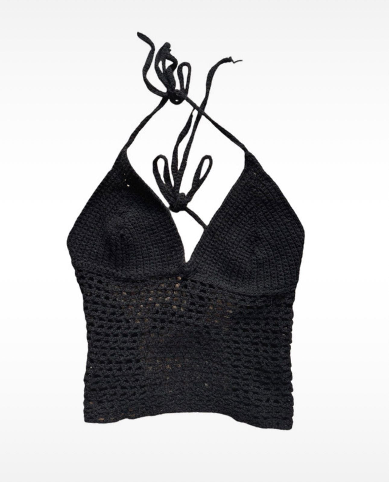 goth y2k neckholder top strick gestrickt warm wolle festival sommer ärmellos v-ausschnitt crop