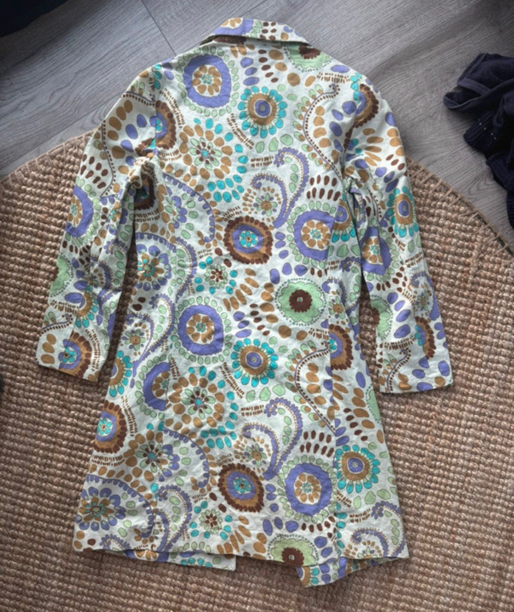 langarm longsleeve kragen jacke leicht retro print muster mantel geometrisch vintage 90s