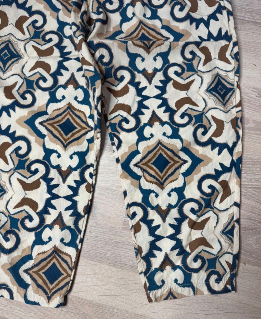 stretchy baggy pluder sommer hose luftig leicht muster print high waist pluderhose geometrisch