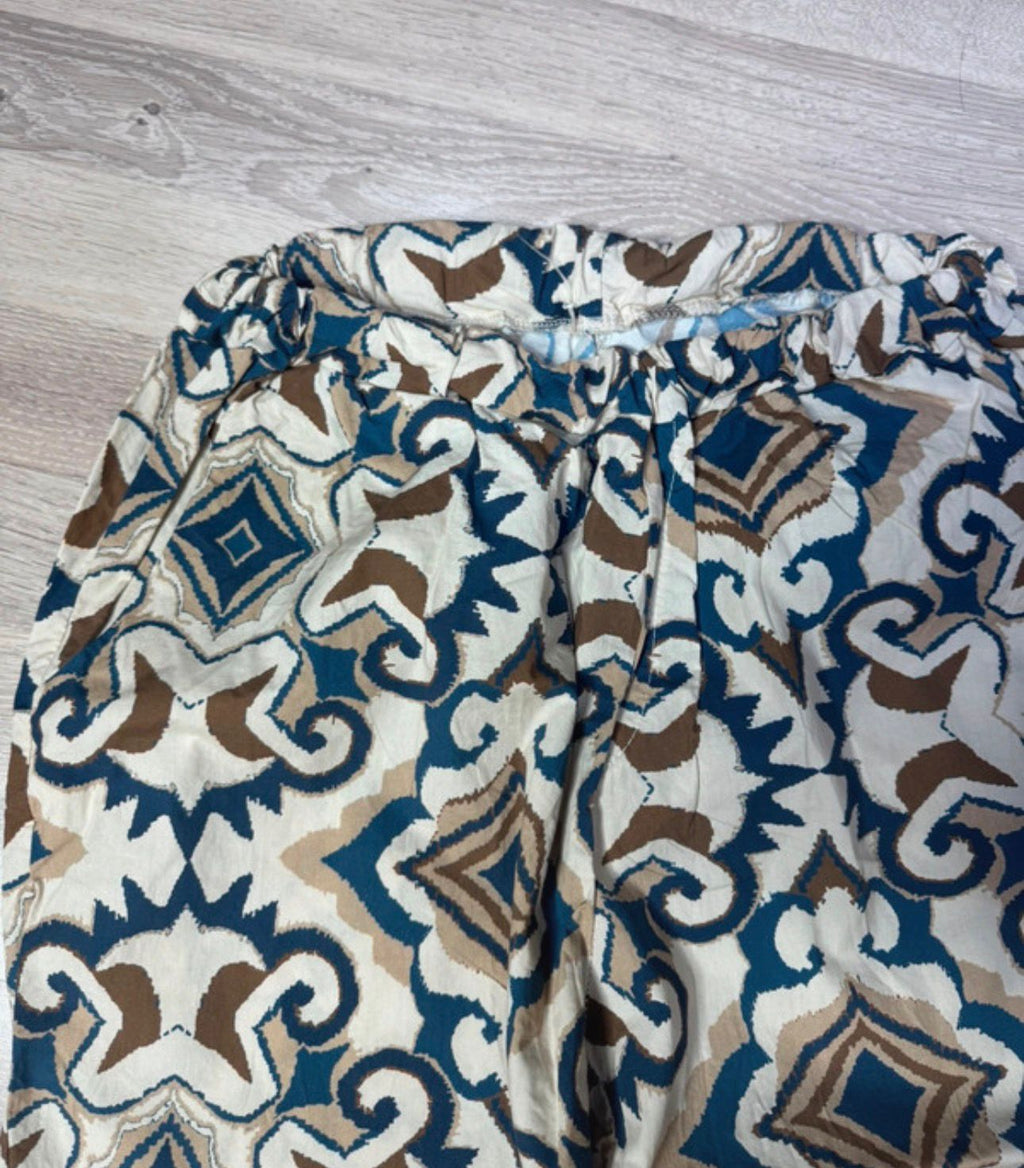 stretchy baggy pluder sommer hose luftig leicht muster print high waist pluderhose geometrisch