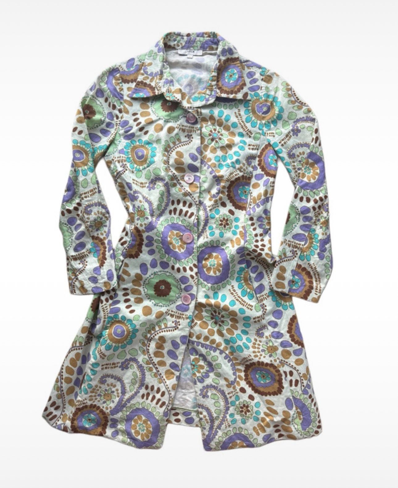 langarm longsleeve kragen jacke leicht retro print muster mantel geometrisch vintage 90s