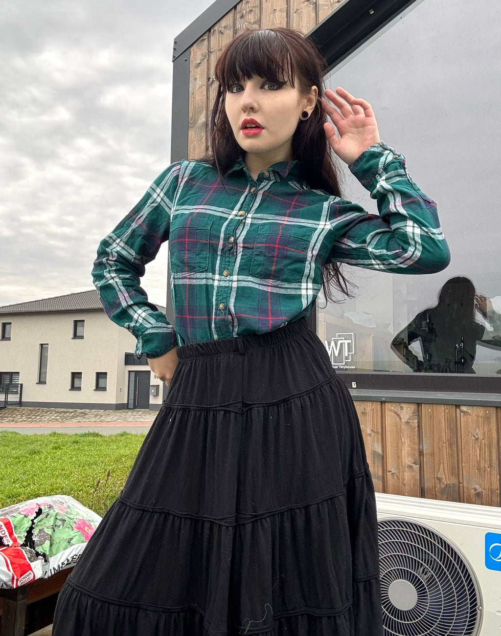 langarm longsleeve karo muster print hemd bluse kragen holzfällerhemd holzfäller retro emo