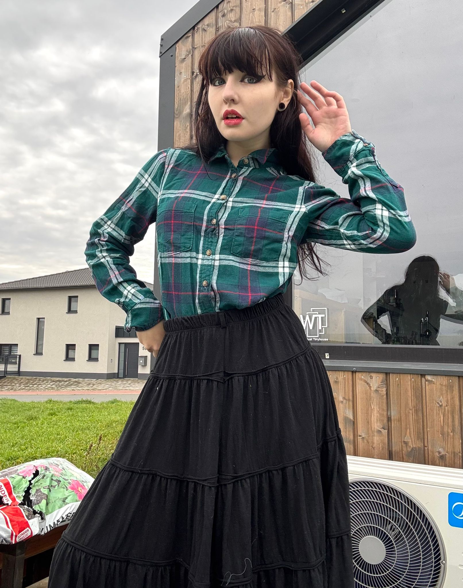 langarm longsleeve karo muster print hemd bluse kragen holzfällerhemd holzfäller retro emo