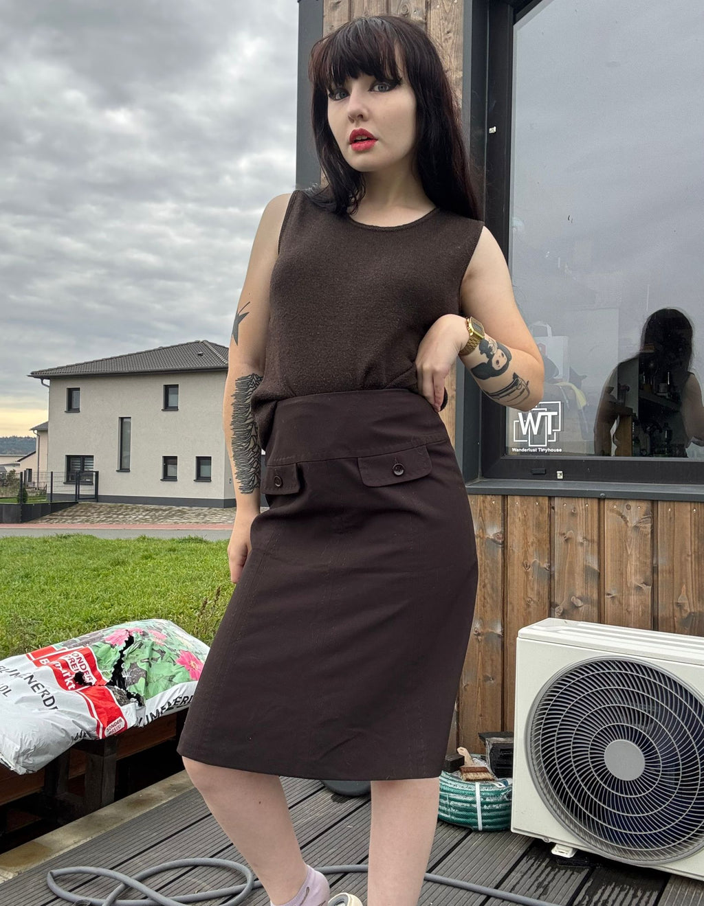 midi high waist rise rock knöpfe taschen sommer leicht luftig details eng schlauch bleistift