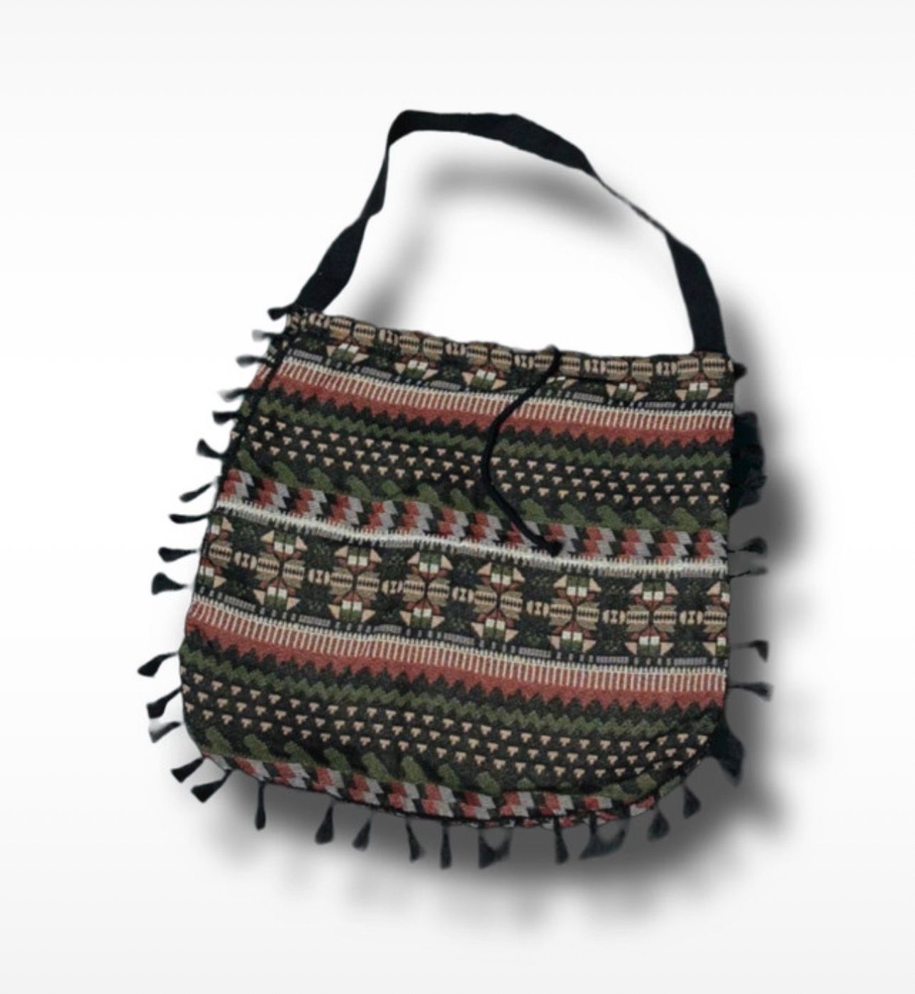 vintage retro handtasche beutel hand tasche bag muster geometrisch bommel azteke azteken
