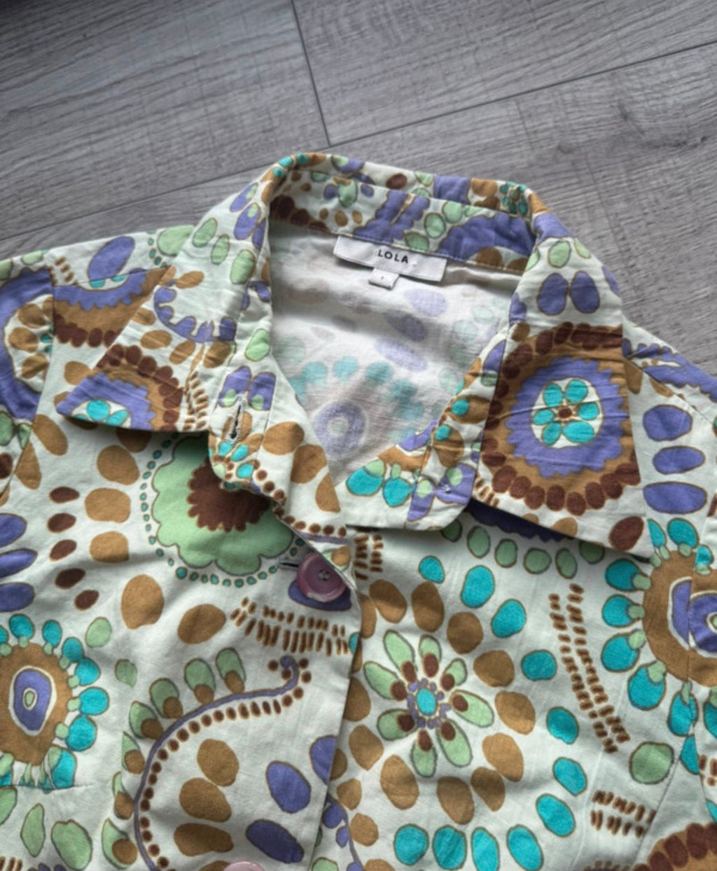 langarm longsleeve kragen jacke leicht retro print muster mantel geometrisch vintage 90s