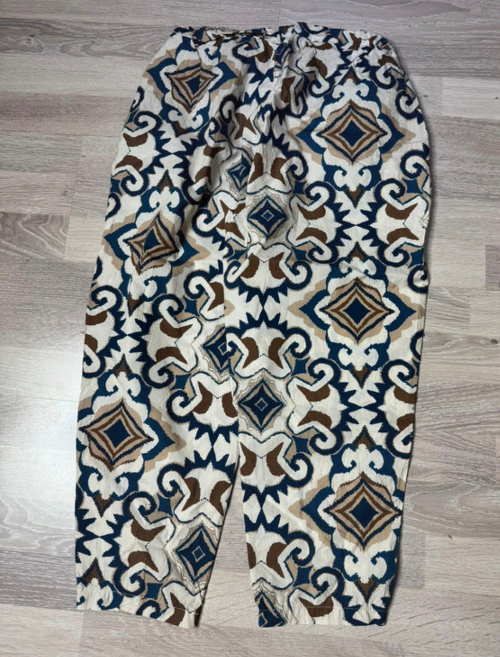 stretchy baggy pluder sommer hose luftig leicht muster print high waist pluderhose geometrisch