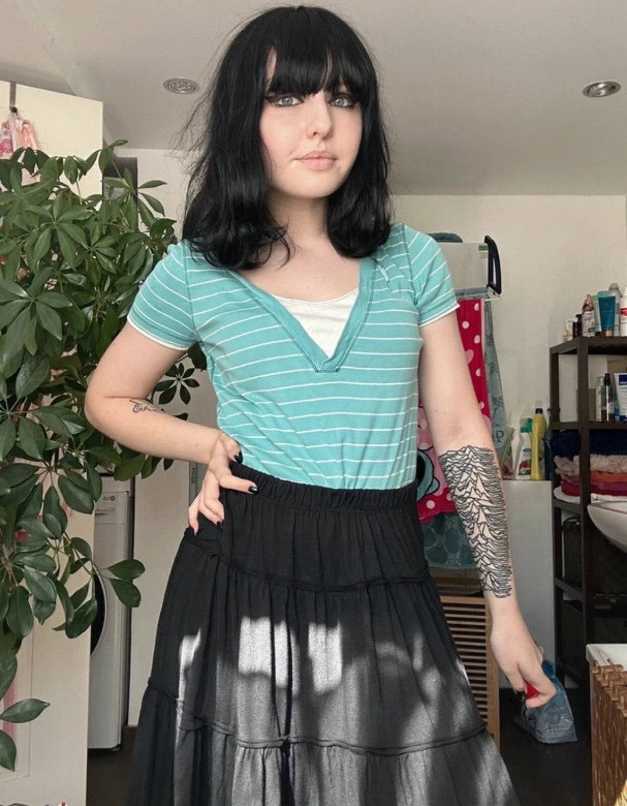 kurzarm shirt streifen muster print sommer leicht luftig v-ausschnitt striped