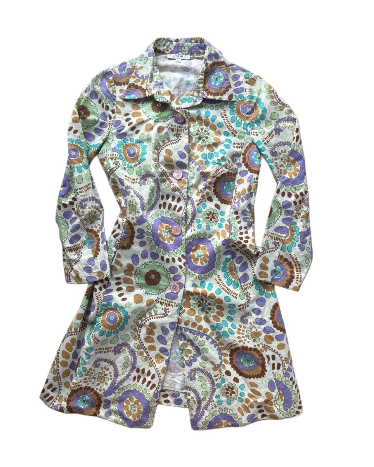 langarm longsleeve kragen jacke leicht retro print muster mantel geometrisch