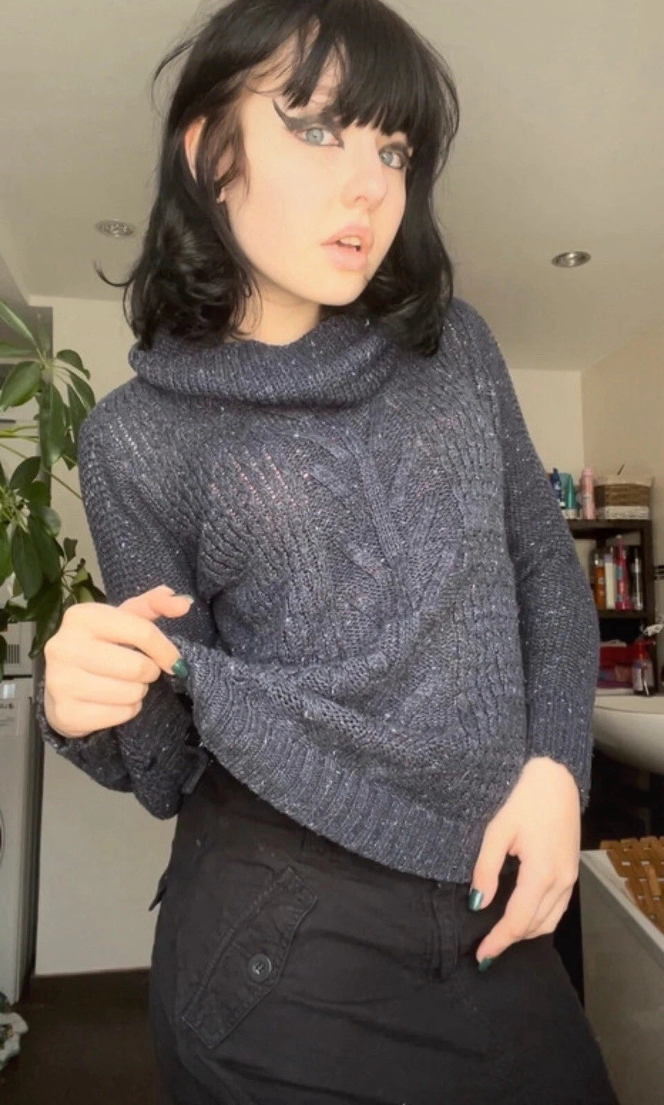 oversized langarm longsleeve rollkragenpullover gestrickt wolle warm