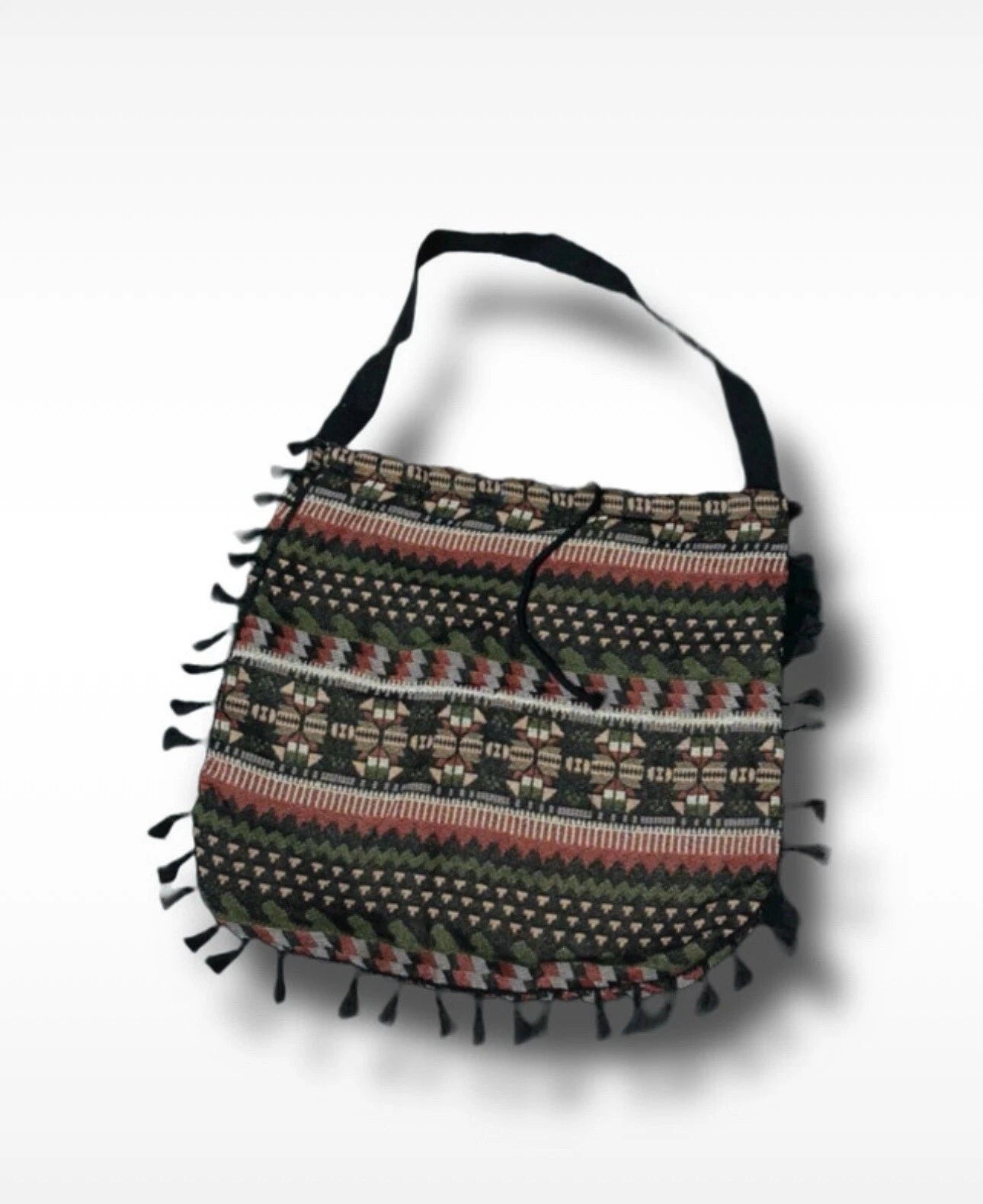 kleine atzteken muster tasche motiv print trägertasche klein bommel