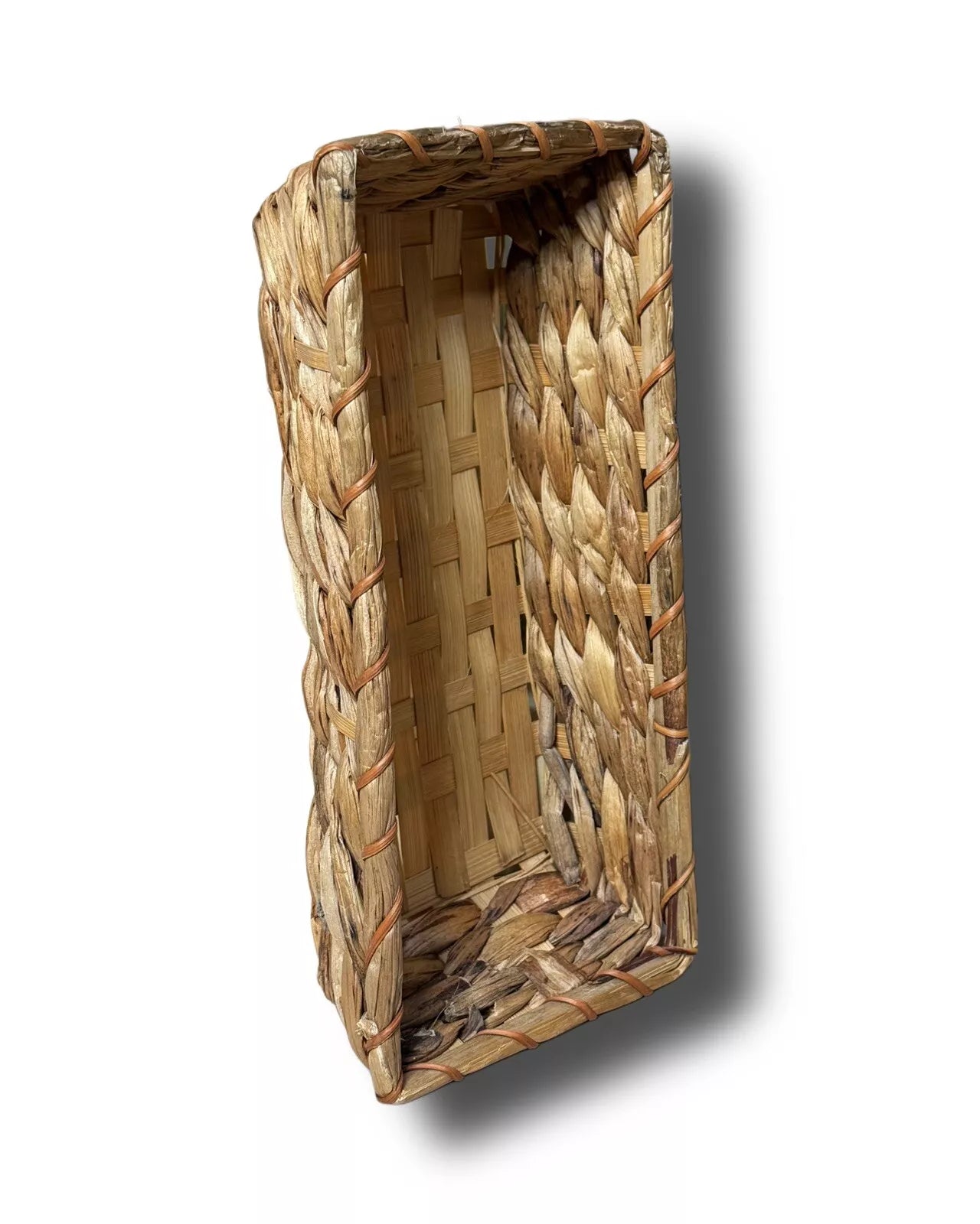 klein rechteck korb schale geflochten vintage bad modern quadrat