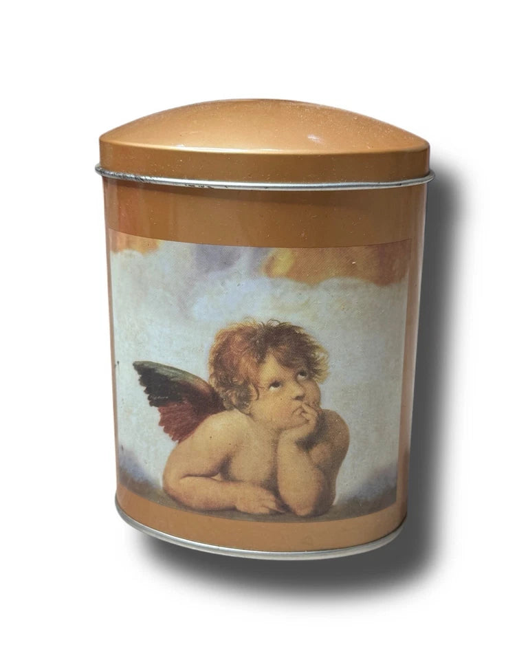 metall engel motiv dose aufbewahrung vintage retro weihnachten angel 90s